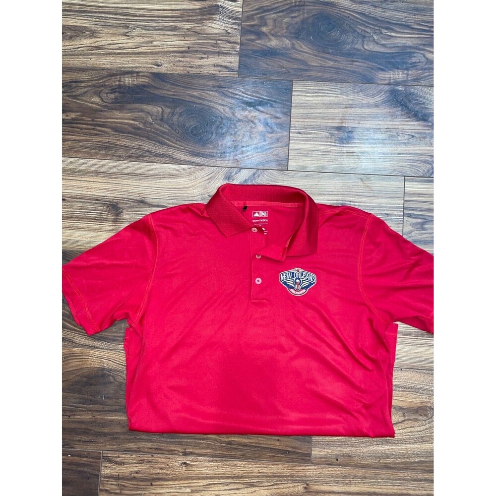 Mens Embroidered New Orleans Pelicans NBA red Adidas PureMotion Polo size Medium
